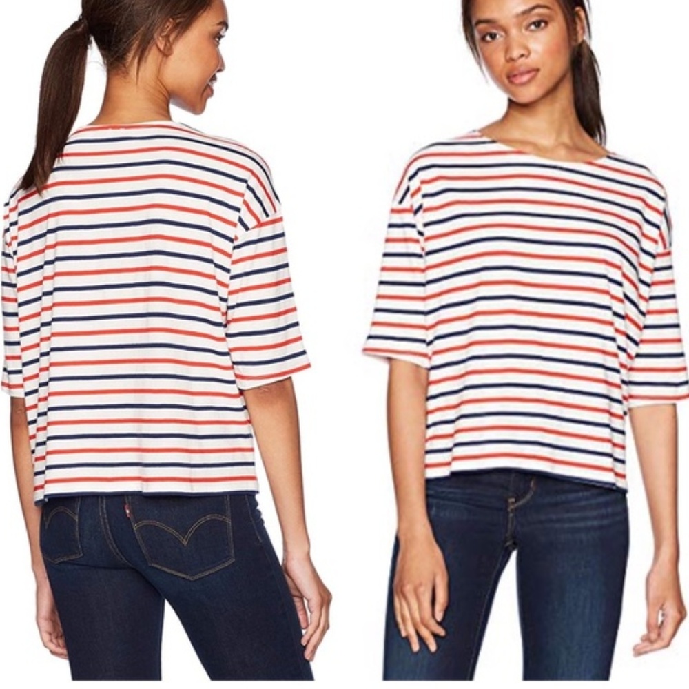 Levi's Women's Striped Short Sleeve Tee - Red, Blue, White